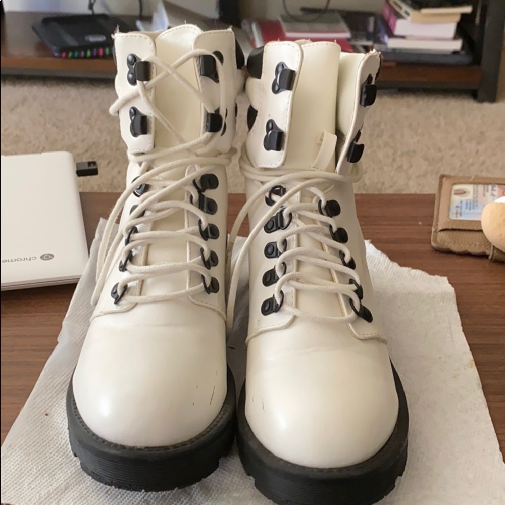 White combat boots
